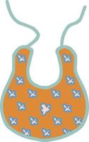 ocher baby bib for feeding with clouds and green strings for newborn baby isolated vector hand drawing