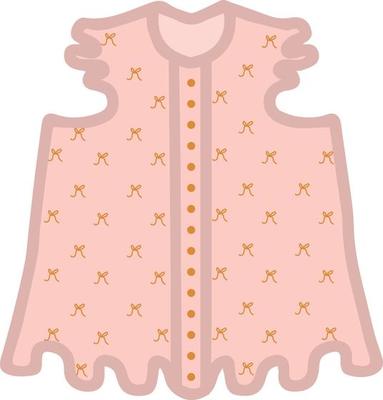pink baby blouse with short sleeves ruffle with button bows for baby girl isolated vector hand drawing