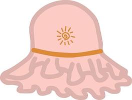 children's panama hat from the sun light hat for baby girl isolated vector hand drawing pink with ruffles and sun