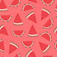 Vector seamless pattern of watermelon icons, colorful bright illustrations of juicy watermelon slices summer.