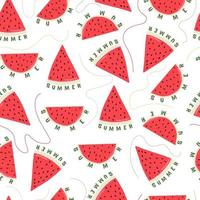 Vector seamless pattern of watermelon icons, colorful bright illustrations of juicy watermelon slices summer.