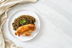 pesto fried rice with grilled chicken