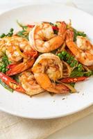 stir fried holy basil with shrimps and herb