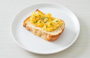 bread toast with scramble egg photo