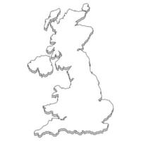 mapa de inglaterra con construcción geométrica de contorno 3d. vector