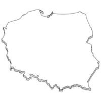 Poland Map with 3D Outline Geometric. vector