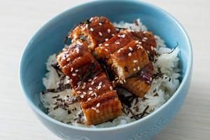 eel rice bowl or unagi rice bowl photo