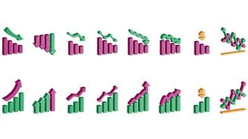 Isometric 3D Infographic Chart set. vector