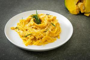 fettuccine pasta with butternut pumpkin creamy sauce photo