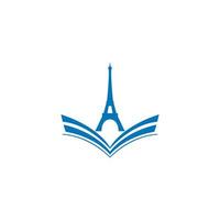 paris torre eiffel educación libro moderno logo símbolos vector ilustración diseño
