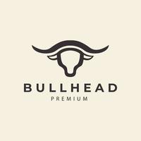 cabeza de toro minimalista y cuernos diseño de logotipo vector icono ilustración gráfica idea creativa
