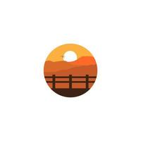 montañas puesta de sol paisaje moderno logotipo símbolo icono vector gráfico minimalista diseño ilustración