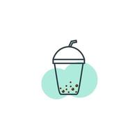 DRINK BUBBLE TEA CUP VINTAGE LINE LOGO VECTOR SYMBOL ICON ILLUSTRATION DESIGN MINIMALIST