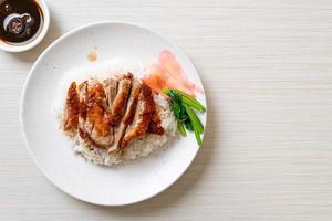 Roasted duck on rice photo