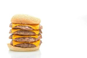 pork hamburger or pork burger with cheese on white background photo