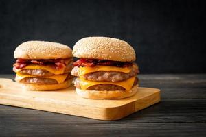 pork burger with cheese and bacon photo