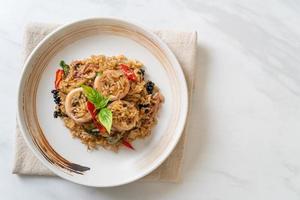Basil and Spicy Herb Fried Rice with Squid or Octopus photo