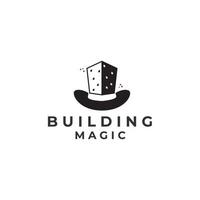 magic  magic hat  and building logo vector icon symbol illustration design