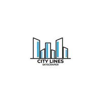 REAL ESTATE SKYSCRAPER CITY LOGO VECTOR SYMBOL ICON ILLUSTRATION MINIMALIST DESIGN