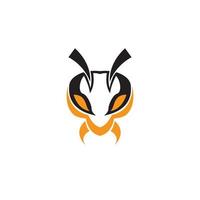 cabeza de abeja enojado logo vector icono símbolo ilustración diseño moderno