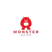 big red monster  cute  scary  logo design vector icon symbol illustration