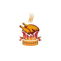 roast chicken with restaurant logo vector icon symbol illustration design