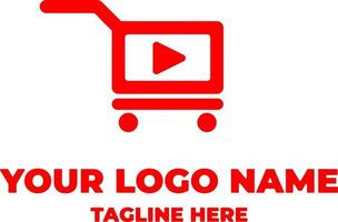 Trolley Cart Icon Vector Logo with play logo vector template design
