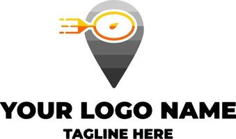 vector pin location logo technology fork and spoon logo design combination.