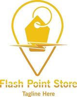 logotipo de compras en línea. tienda de logotipos vectoriales. plantillas de logotipo de compras. pin de ubicación vector