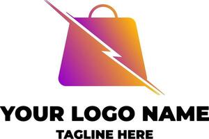 flash shopping bag icon. vector illustration