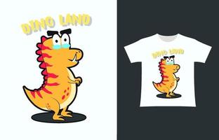 Cute dino land t-shirt design vector