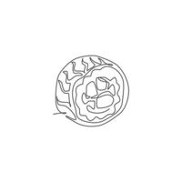 un dibujo de línea continua del delicioso sushi japonés maki bar restaurante logo emblema. concepto de plantilla de logotipo de tienda de café de mariscos de japón. ilustración de vector de diseño de dibujo de línea única moderna