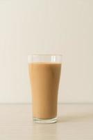 coffee latte glass with ready to drink coffee bottles photo