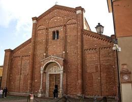 Facade of the famous Abbey of Nonantola, Abbazia di Nonantola. Italy