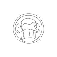 un dibujo de una sola línea de gorra o sombrero de uniforme de chef para la ilustración gráfica del vector del logotipo del restaurante. concepto de insignia de logotipo de cafetería y restaurante. diseño moderno de dibujo de línea continua