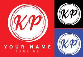 KP initial letter handwriting and signature logo design template vector