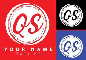 QS initial letter handwriting and signature logo design template vector