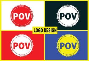 pov carta nueva plantilla de diseño de logotipo e icono vector