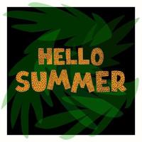 Vector illustration with hand drawn lettering - Hello summer. Colourful typography design in Scandinavian style for postcard, banner, t-shirt print, invitation, greeting card, poster