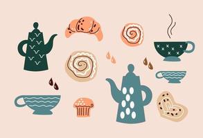 Tea party, afternoon snak , pastry or cafe themed concept background. vector