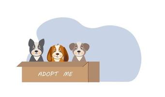 Adopt a dog. Help the homeless animals find a home. Cartoo vector illustration