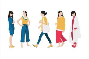 Vector illustration of fashionable women bundle