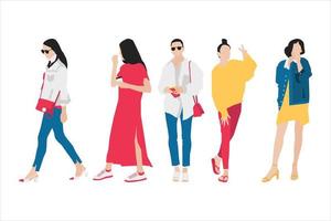 ilustración vectorial del paquete de mujeres casuales vector