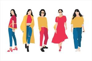 ilustración vectorial del paquete de mujeres casuales vector