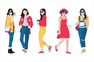 Vector illustration of fashionable women bundle