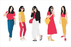 ilustración vectorial del paquete de mujeres casuales vector