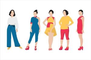 Vector illustration of fashionable women bundle