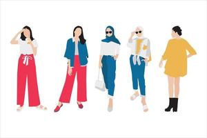 ilustración vectorial del paquete de mujeres de moda vector