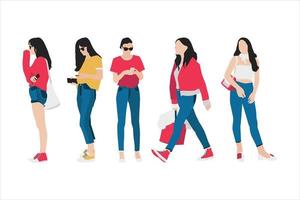 ilustración vectorial del paquete de mujeres casuales vector