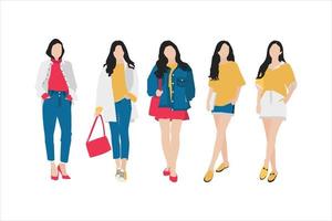 Vector illustration of casual women bundle